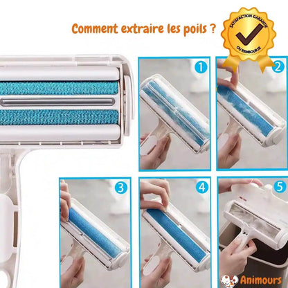 Brosse Anti-Poils Animours en ABS pour éliminer poils sur textiles, tapis et canapés, réutilisable et écologique