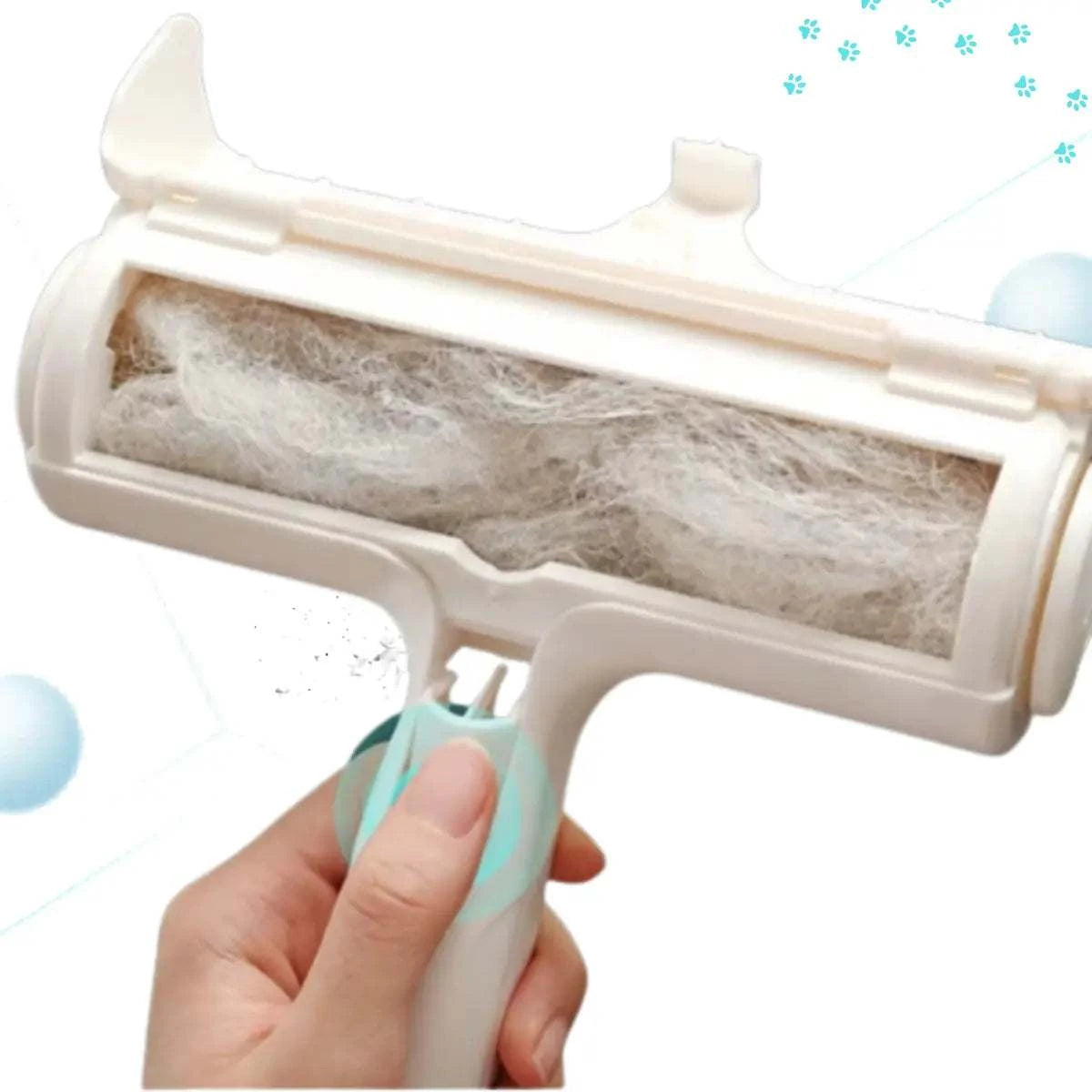 Zone de stockage de la Brosse Anti-Poils Animours réutilisable pour canapés et tapis sans rouleaux jetables de couleur blanche